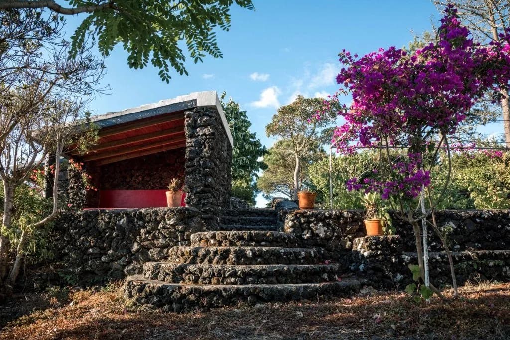 Lush tropical garden surrounding Atlantic Heritage, luxury stay in the Azores