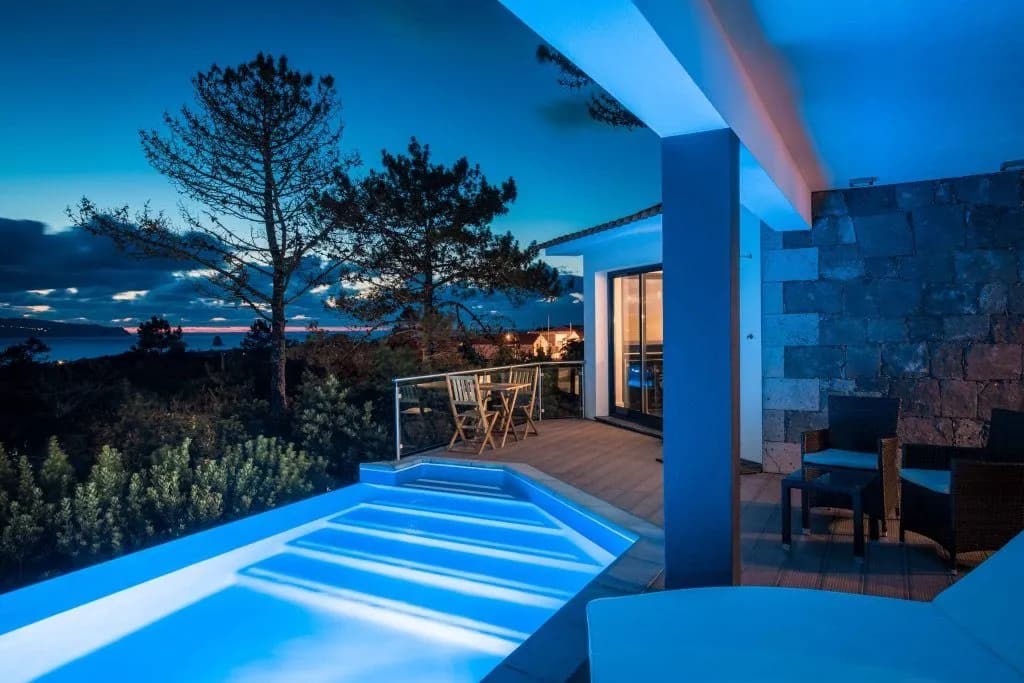 Infinity pool edge overlooking the Atlantic coastline